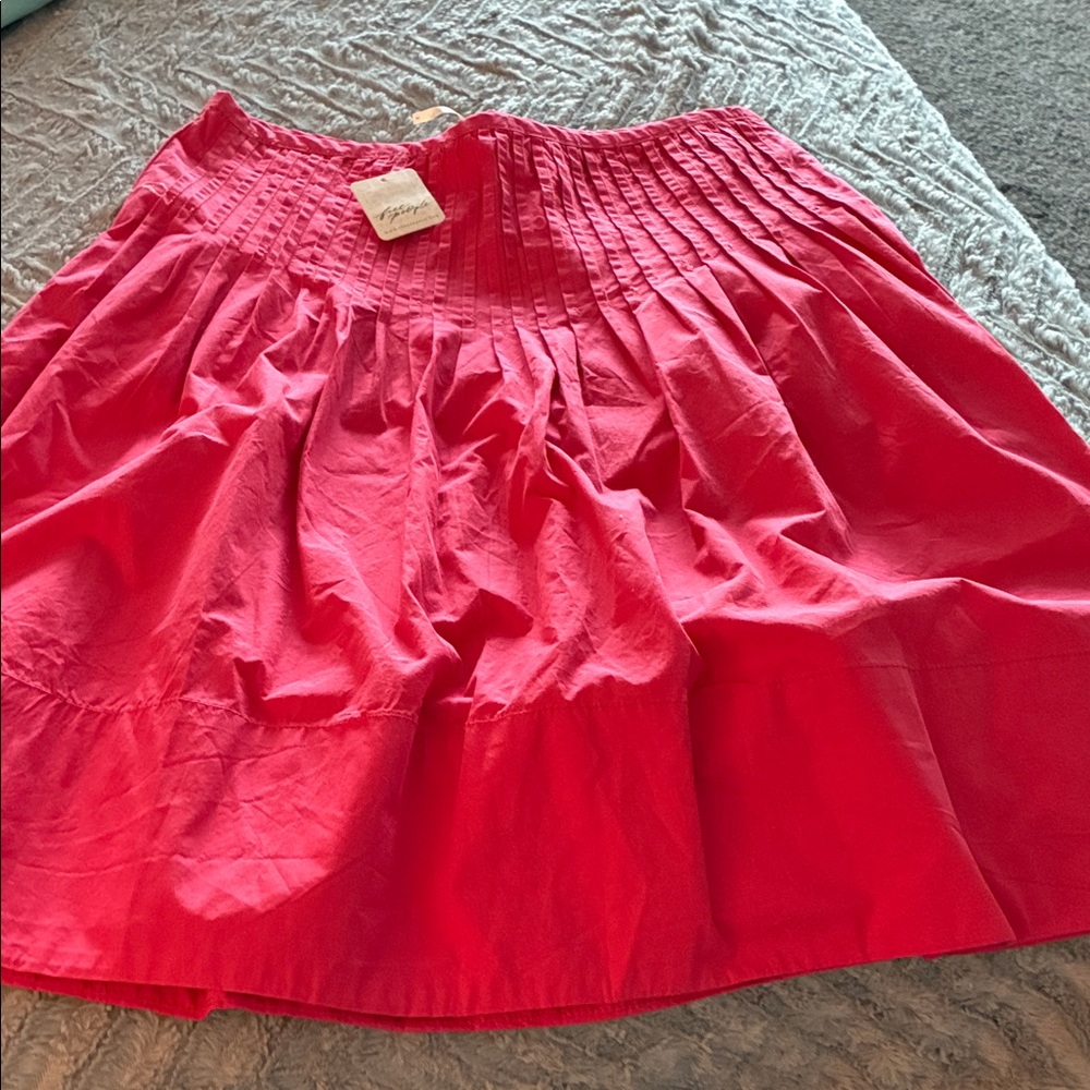 Free People Bright Red A-Line Skirt
